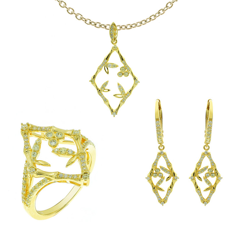 gold plated bamboo jewelry set for ladies