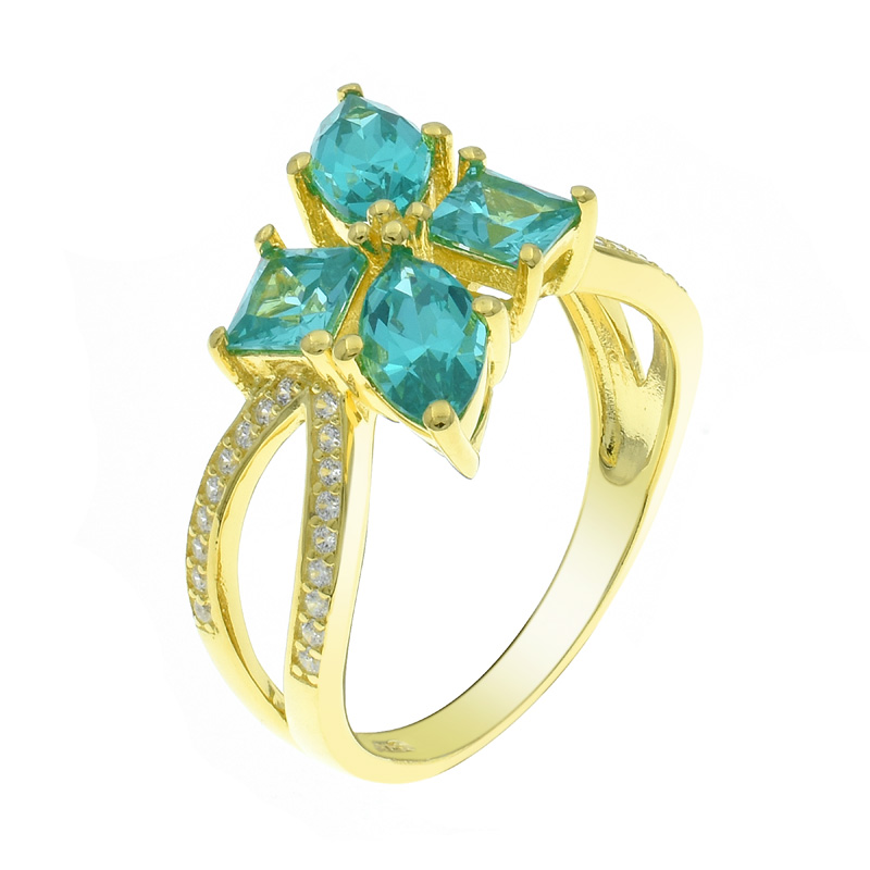 paraiba ring in gold plated silver 