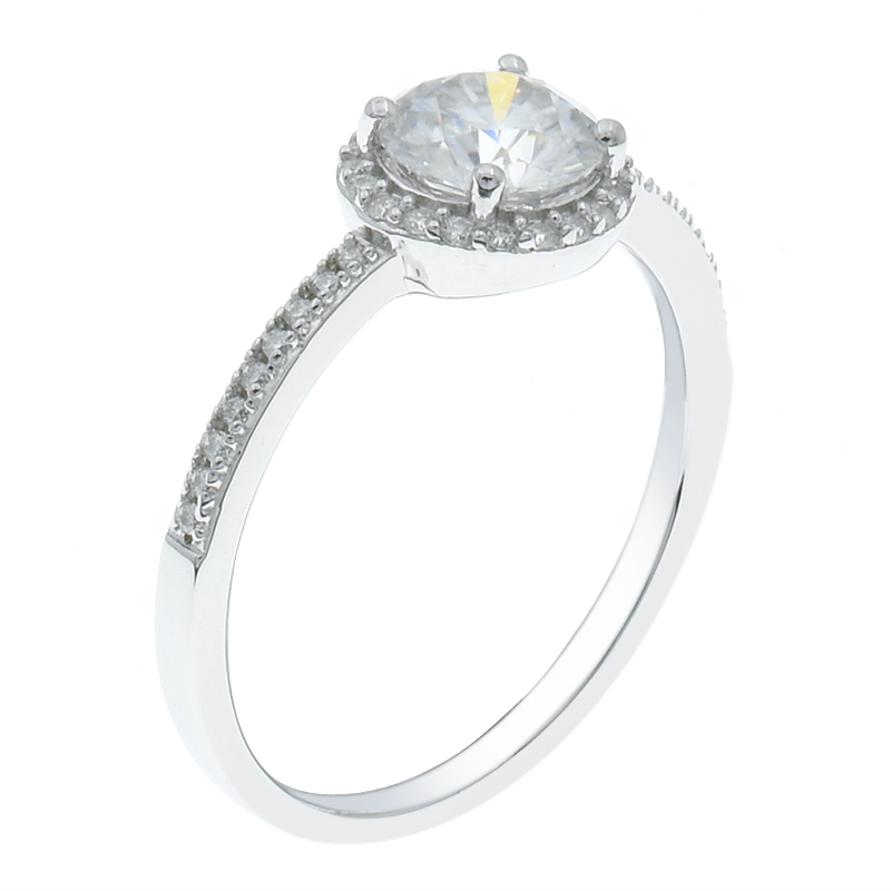Women Solitaire Halo Round Shape Ring