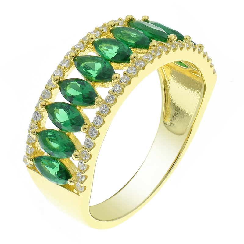 Women Green Nano Half Circle Ring