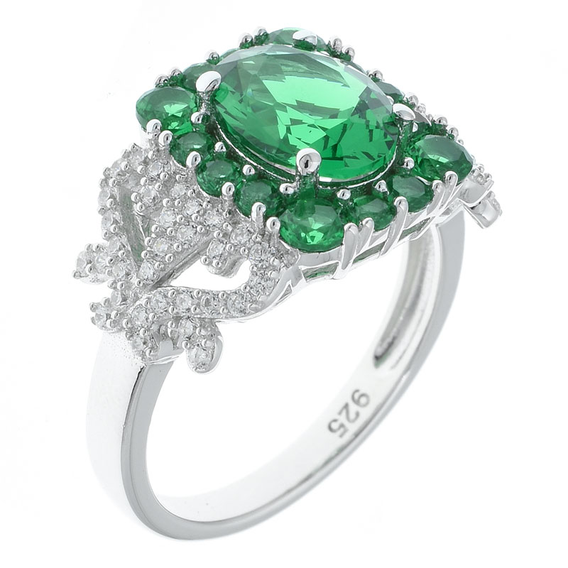 Women Green Nano Lace Ring Jewelry