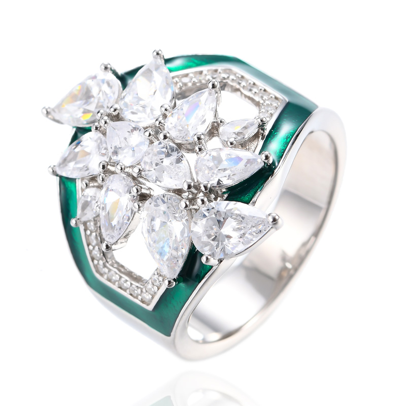 китайское кольцо с зеленой эмалью