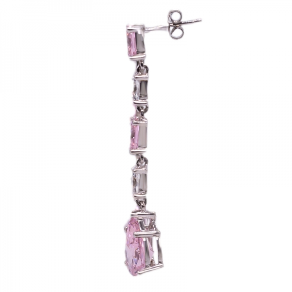 бриллиантовые розовые серьги с каплями длиной 925 пробы 
