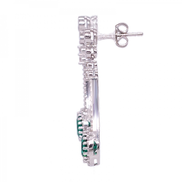 классическое серебряное кольцо, серьги и ювелирные изделия из ожерелья с зеленым нано 
