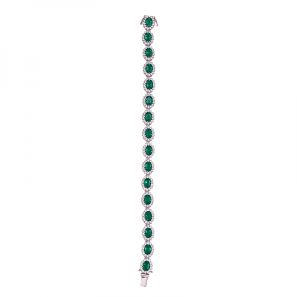 овальный зеленый браслет из розового серебра из стерлингового серебра 