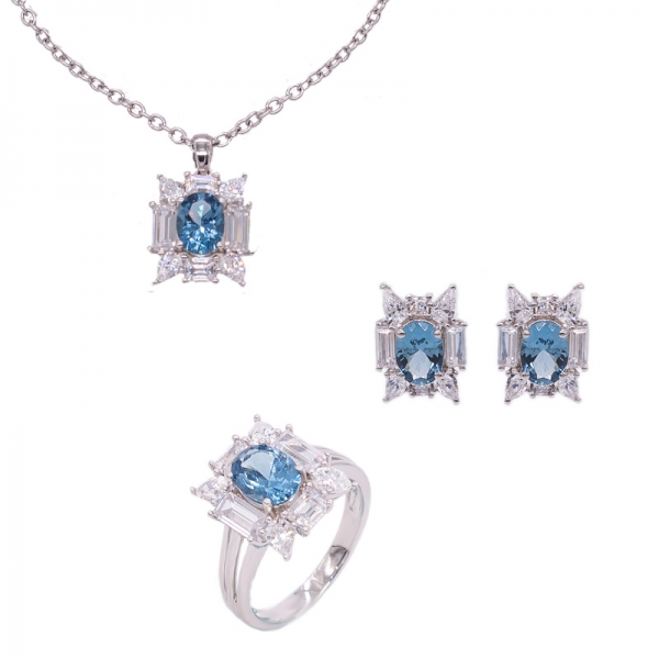 синий бриллиант нано ювелирных изделий установлен в серебре 925 серебра 