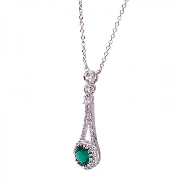 925 серебряное платиновое ожерелье с круглой формой зеленого нано 