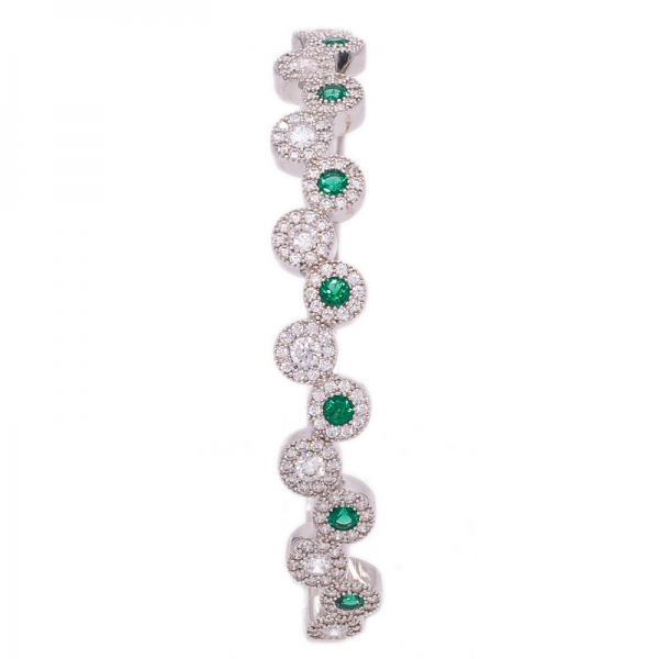925 серебряный браслет с зеленым нано и белым cz 