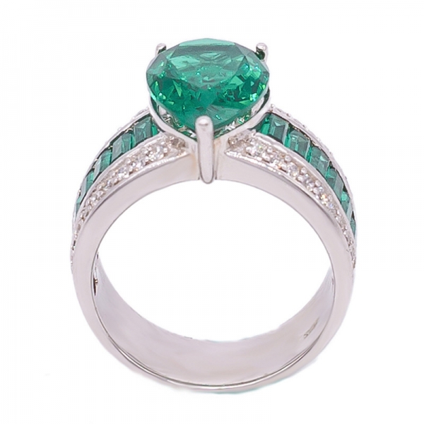 925 серебряное зеленое грушевое нано кольцо 