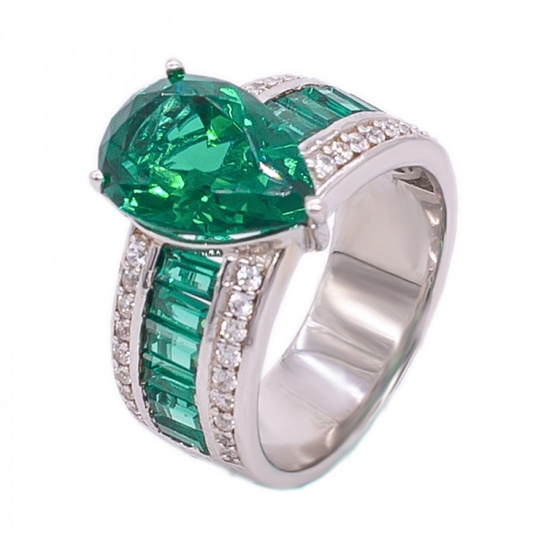 925 серебряное зеленое грушевое нано кольцо 
