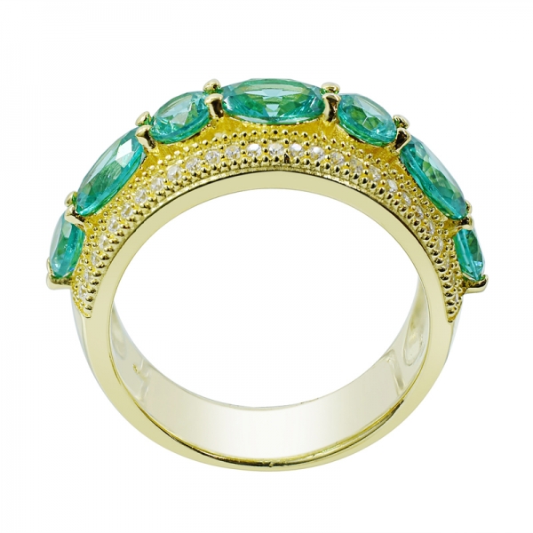овальное и круглое золотое кольцо с парибами в серебре 925 пробы 