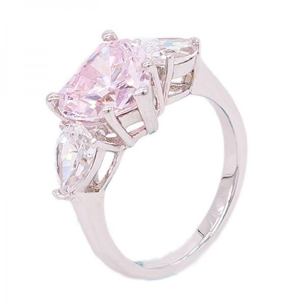 серебряный бриллиант розовый сердце форма кольцо ювелирные изделия 