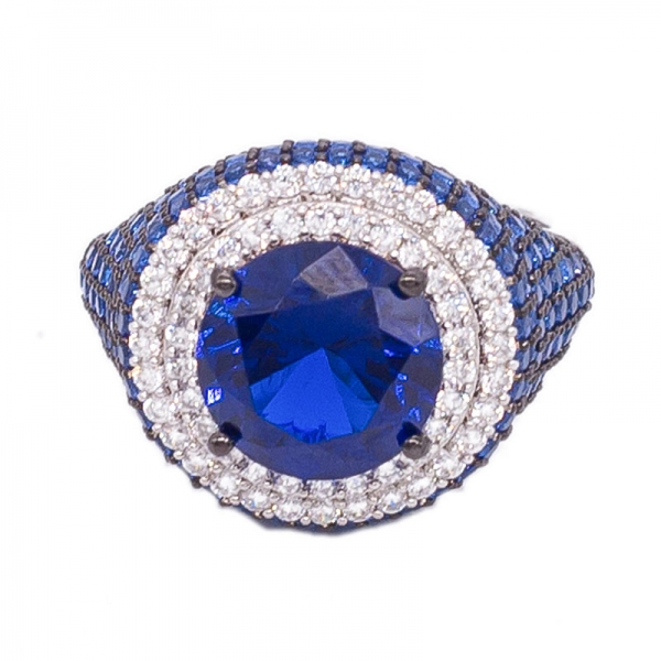 925 зрелищное круглое синее нано-серебряное кольцо 
