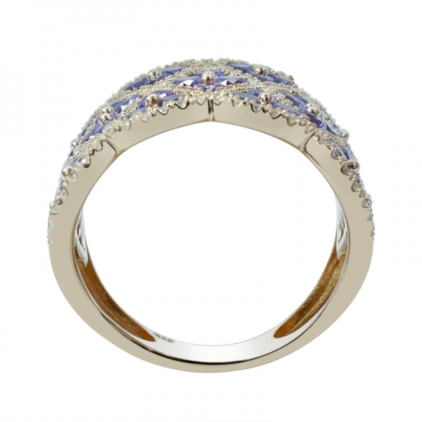 розовое золото позолоченное 925 серебряное кольцо с аметистом cz 