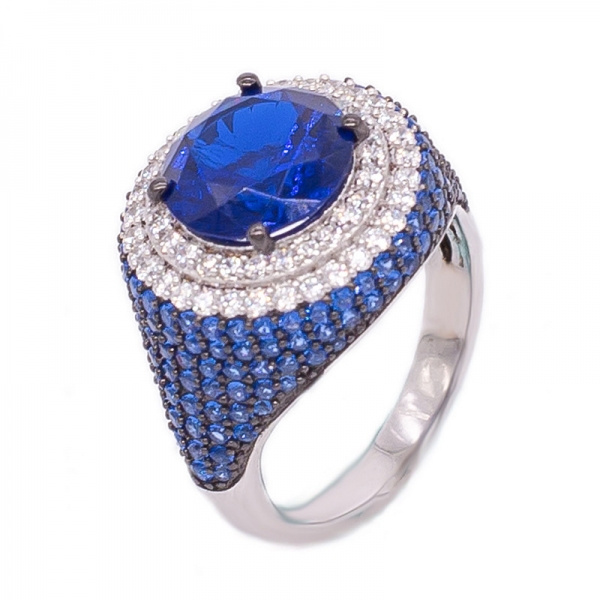 925 зрелищное круглое синее нано-серебряное кольцо 