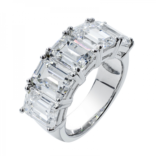 причудливый изумрудный разрез белый & tanzanite cz кольцо в серебре 925 пробы 