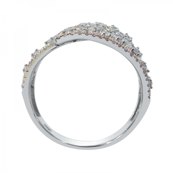 двухцветное позолоченное серебряное кольцо с драгоценным париба 