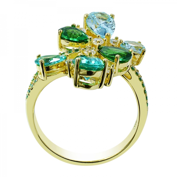позолоченное кольцо 925 sivler с многоцветным cz 