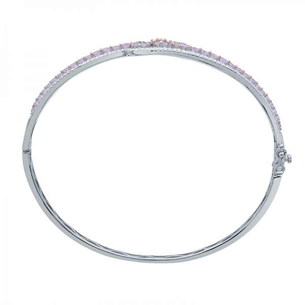 розовый и белый cz серебряный браслет в 2-тонных покрытиях 