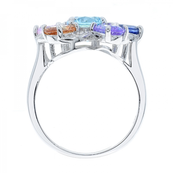 модное радуга цветок форма серебряное кольцо 