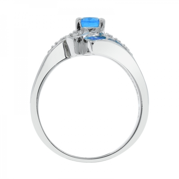 925 овальное кольцо с опаковыми кольцами с голубыми камнями 