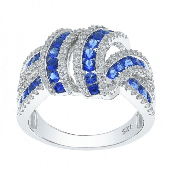 925 замысловатое серебряное кольцо с великолепным синим nano & white cz 