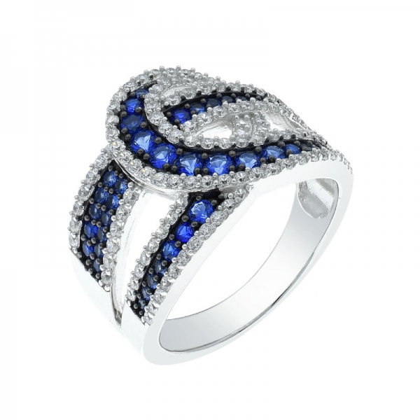 925 синее нано-сложное серебряное кольцо 