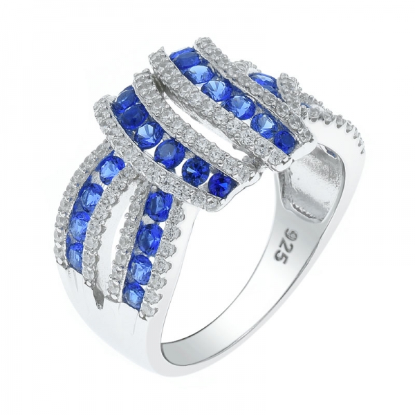 925 замысловатое серебряное кольцо с великолепным синим nano & white cz 
