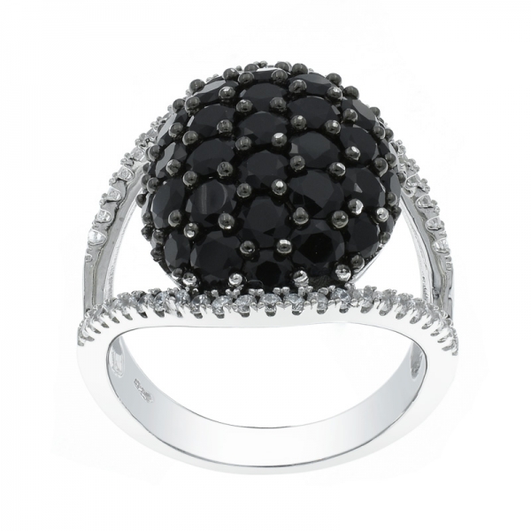 925 серебряное черное nano & white cz ring 