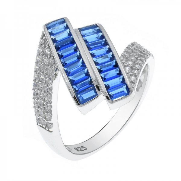 925 серебряное кольцо с двумя рядами синего нано 