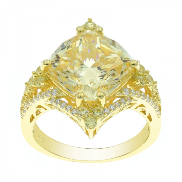 925 модных подушки алмаз желтый cz кольцо 