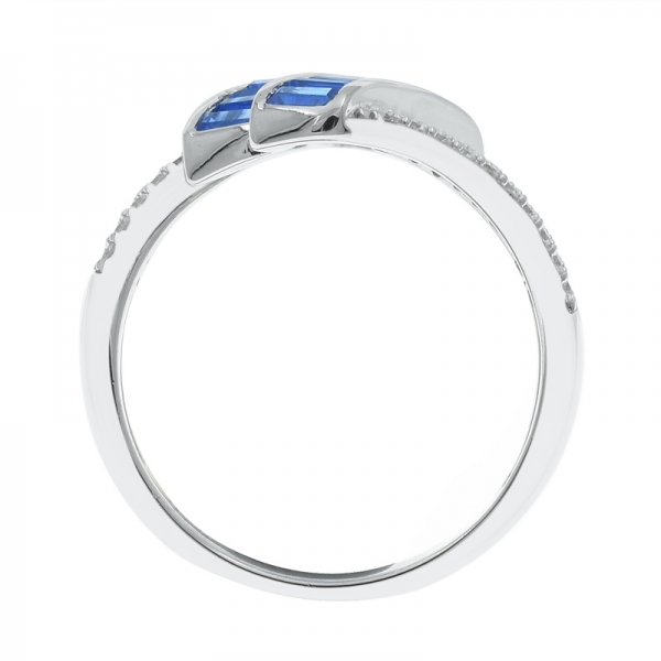 925 серебряное кольцо с двумя рядами синего нано 
