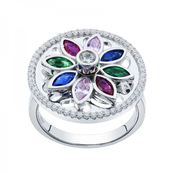 925 цветочное вращающееся серебряное кольцо для дам 