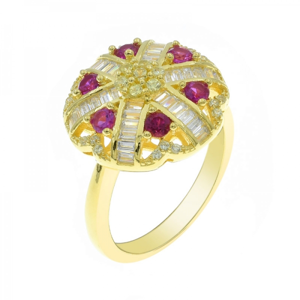 925 серебряное стильное кольцо из парибы с золотым покрытием 