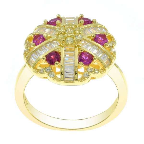 925 серебряное стильное кольцо из парибы с золотым покрытием 