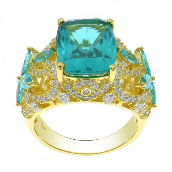 925 серебряное изящное золотое кольцо с позолотой 