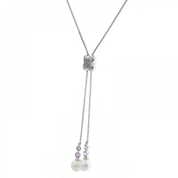 925 стерлингового серебра жемчужное регулируемое ожерелье 