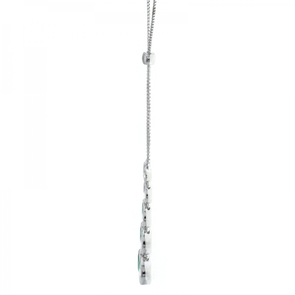 модное 925 серебряное регулируемое ожерелье с зелеными и белыми камнями 