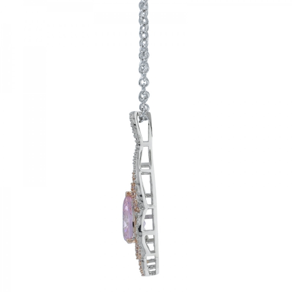 925 драгоценных женщин ожерелье с причудливой формы груши алмаз розовый cz 
