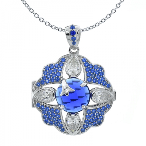 925 winsome серебряный синий наном подвесной медальон 