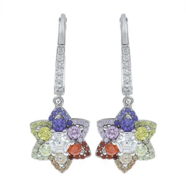 925 серебряные сложные многоцветные цветочные женские серьги 
