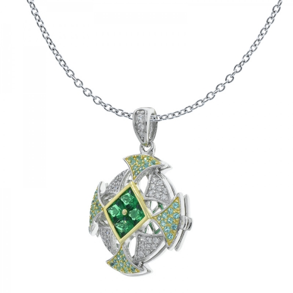 925 стерлинговый серебристый зеленый наном подвесной медальон 