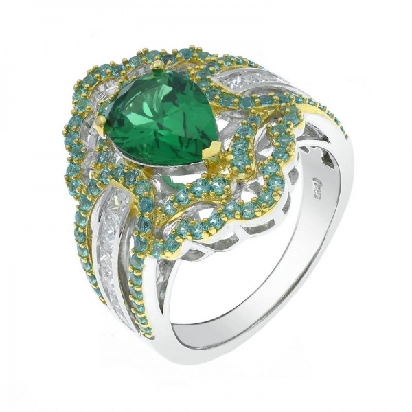 925 пробы серебро блестящее зеленое нано кольцо 