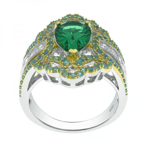 925 пробы серебро блестящее зеленое нано кольцо 