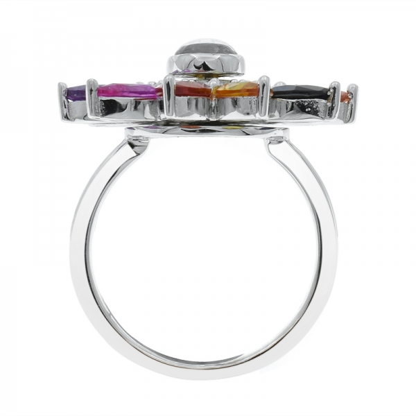 925 необычное многоцветное серебряное кольцо из подсолнечника 