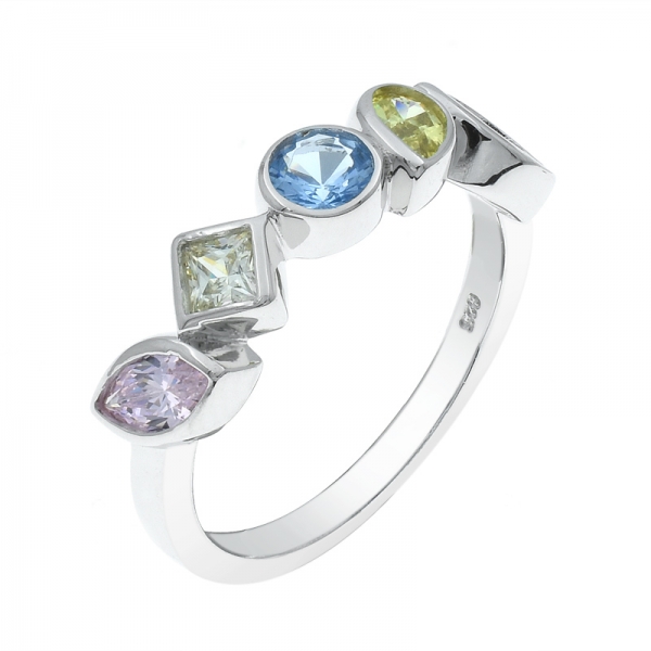 925 серебряных пяти каменное кольцо для дам 