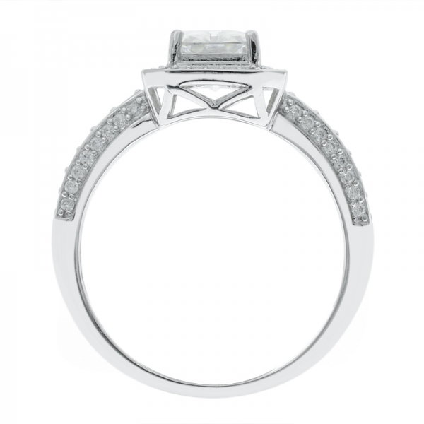 925 стерлингового серебра стильный багет гало кольцо 