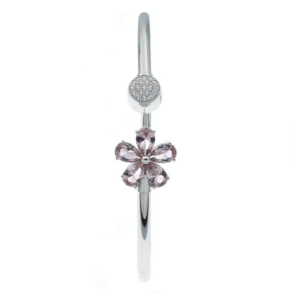 925 стерлинговый серебристый морганитовый нано-цветок открытый браслет 