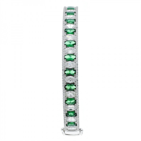925 серебряный причудливый овальный зеленый и белый cz bangle 