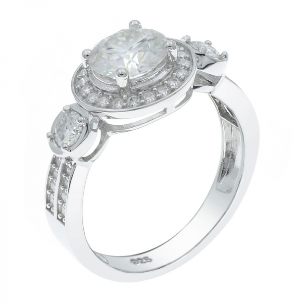 925 серебро классическое три каменное каменное кольцо 